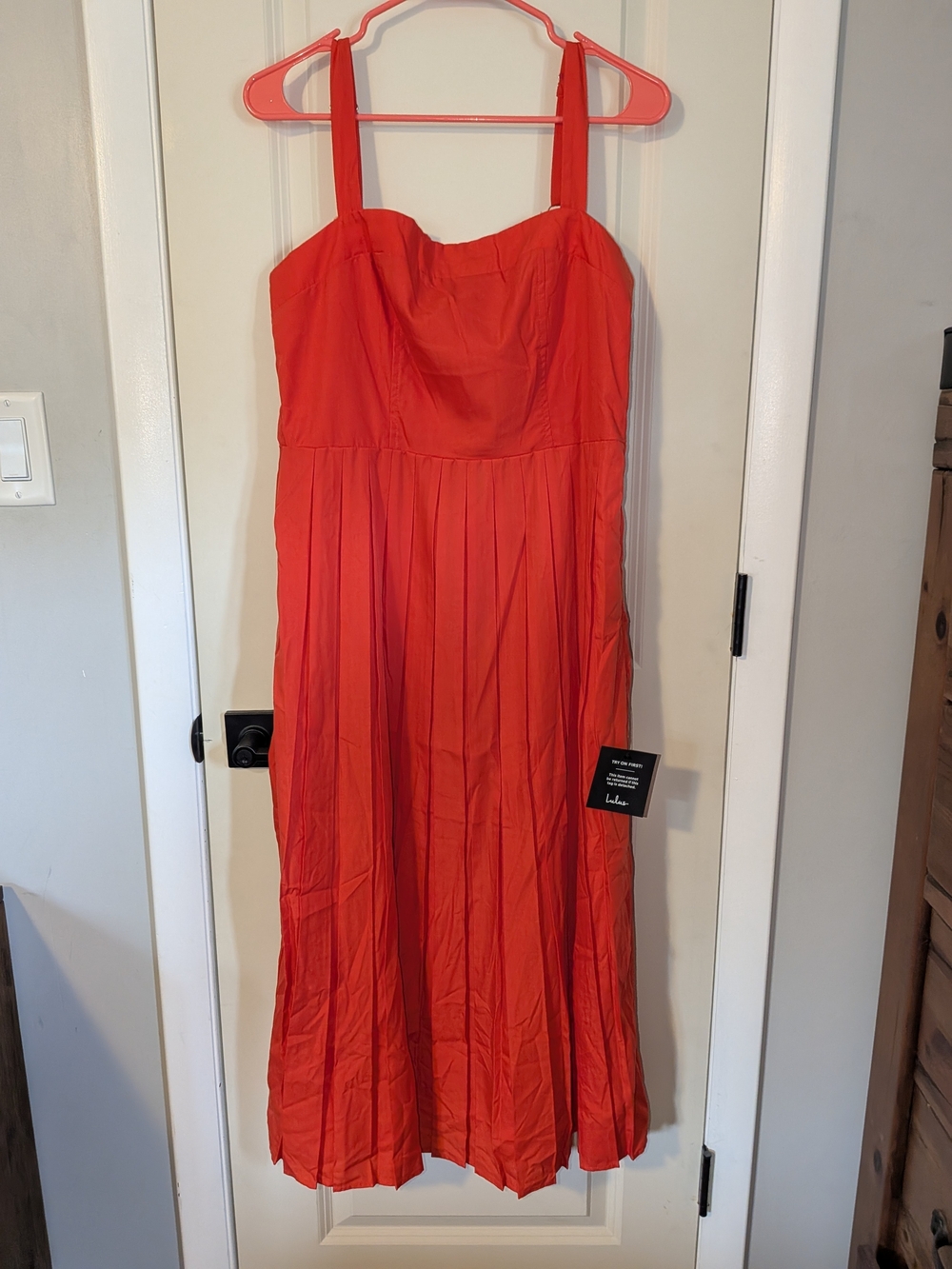 Lulu's Vibrant Red Pleated Midi Dress